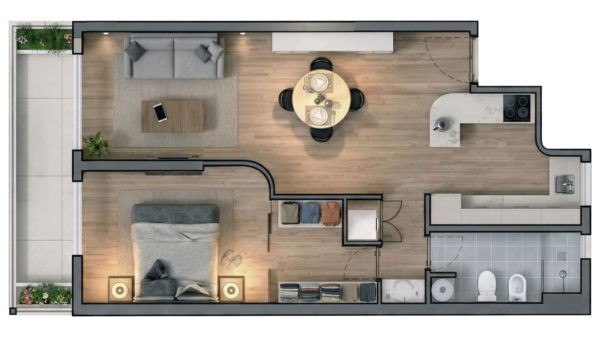 Departamento de 2 ambientes con balcón