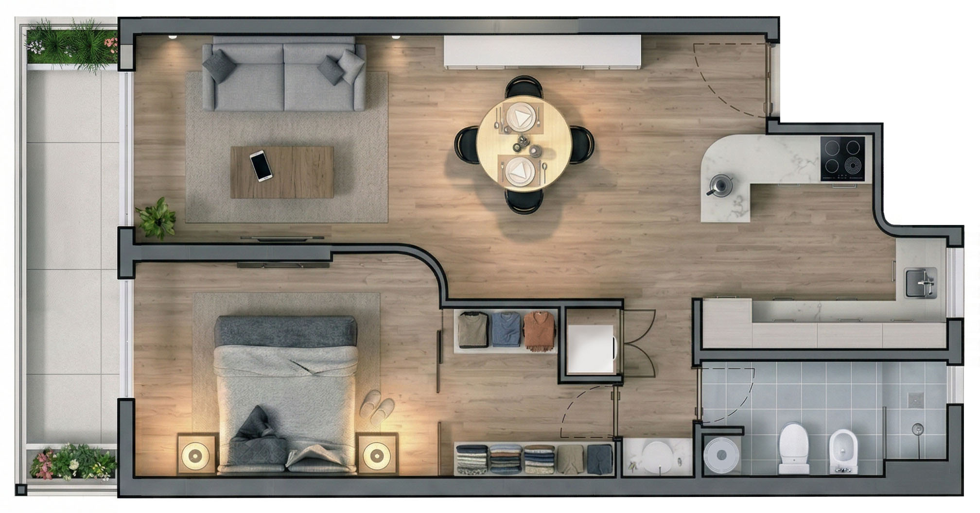 Departamento 1 habitación con balcón